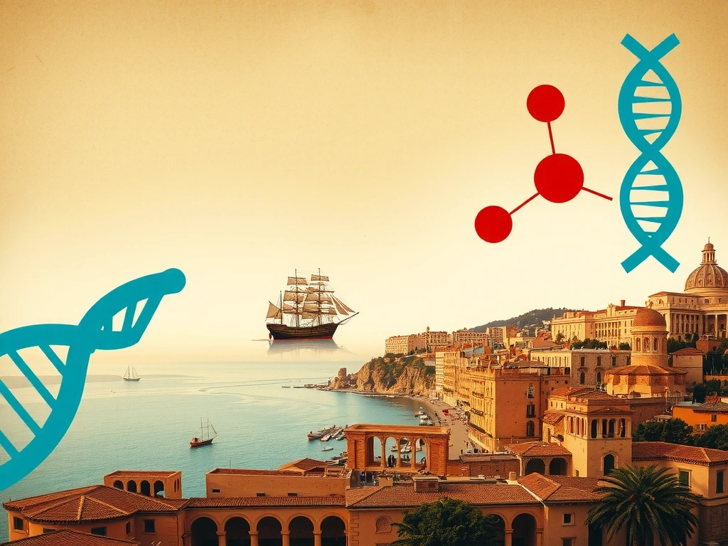 Antica mappa di Genova che simboleggia le origini e la storia dell'azienda Genovamarinavb, con elementi marini e un tocco di modernità.